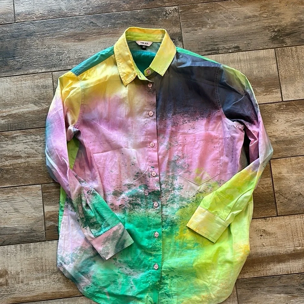 THE KIT WOMENS TIE DYE SPLATTER BUTTON UP SHIRT
SIZE XS - Picture 1 of 7